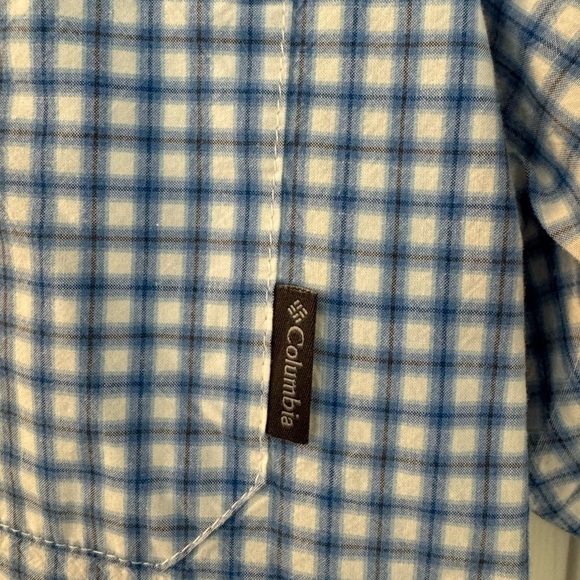 Columbia Men’s Large Short Sleeve Button Down Shirt Blue Plaid Regular NWOT - Picture 4 of 10